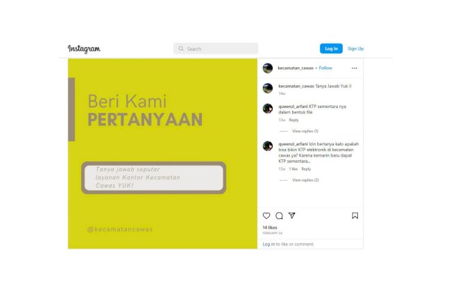 FOLLOW YUK ! INSTAGRAM @Kecamatan_Cawas dan tanya informasi seputar pelayanan kecamatan cawas 